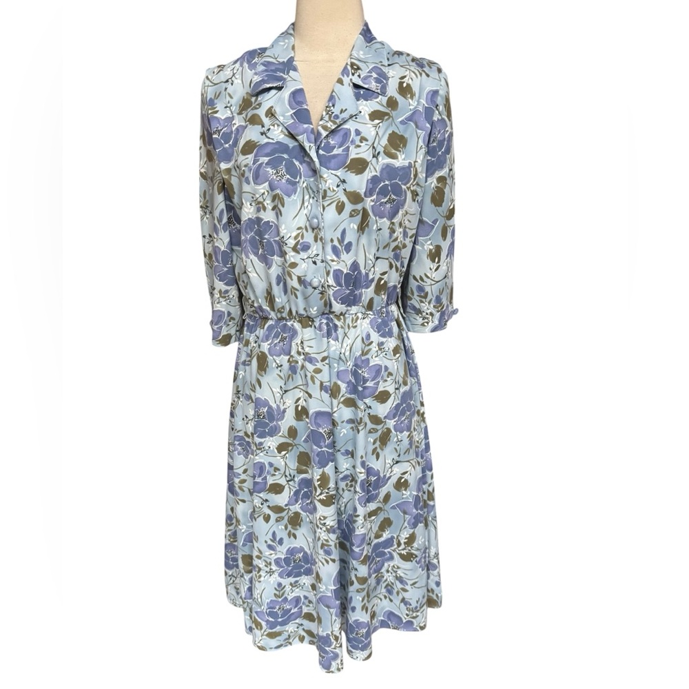 Late 1970s Anthony Richards Floral V-Neck Floral Front-Button Closure Shirt‎ Dre